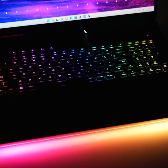 Laptop with colorful rgb keyboard and lighting
